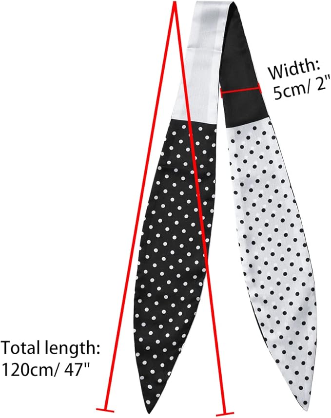 Allegra K Chic Polka Dots Women Neckerchief Skinny Scarves Hair Band Ribbon for Bag Accessory
