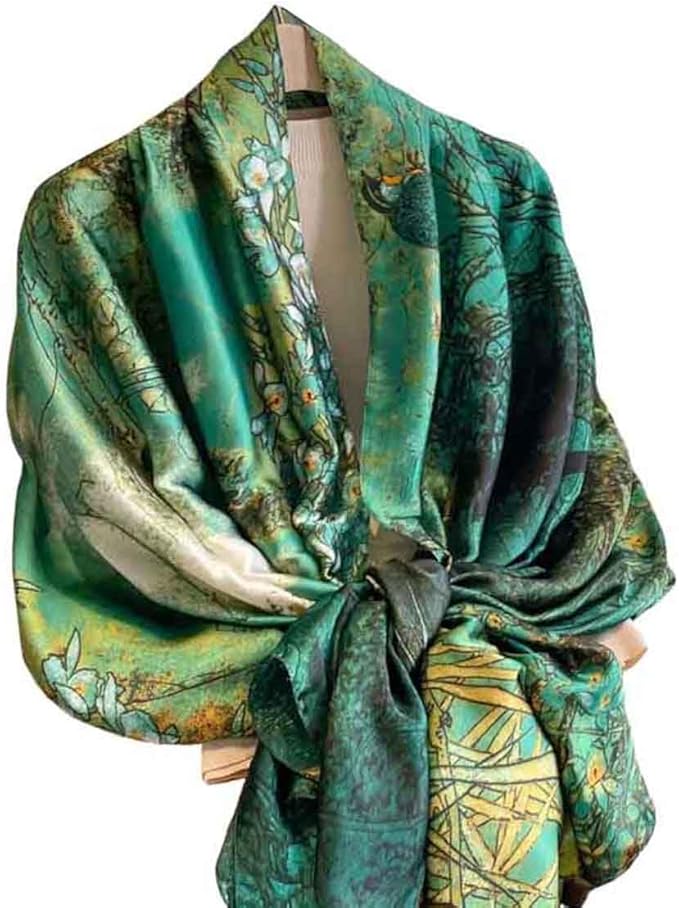 Pokeedioty Scarfs for Women Lightweight Head Scarf Fashion Scarves Elegant Floral Pattern Sunscreen Shawls and Wraps