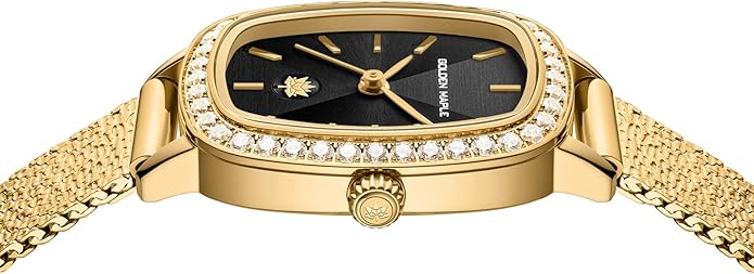 GOLDEN MAPLE Watches for Women, Dainty Gold Watch with Small Stainless Steel Case, Quartz Movement and Water Resistant, Adjustable Mesh Band