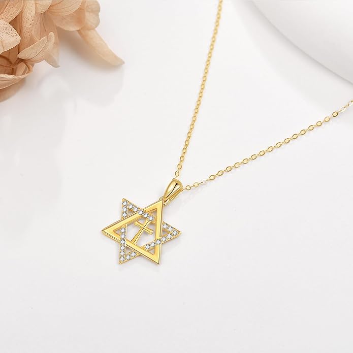 ELFRONT Mothers Day Gifts 14k Real Gold Dainty Necklace, Solid Gold Delicate Pendant For Women Mom Lover