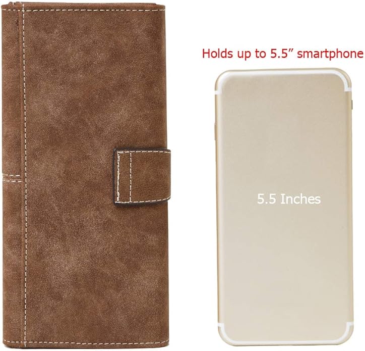 Women's Vegan Leather 17 Card Slots Card Holder Long Big Bifold Wallet