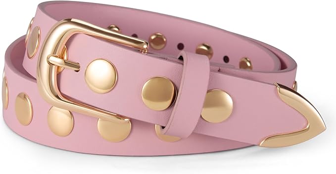 VATAN Women Leather Belt for Jeans Dresses Pants Fashion Ladies Casual Waist Belt with Gold Buckle