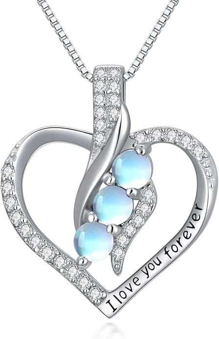 Rose Heart Birthstone Necklace for Women - Solid S925 Sterling Silver with Rose Gold Plated Infinity Symbol of Love Valentine's, Mother's Day, Anniversary, Christmas Birthday Gift for Her, Mom, Wife, or Girlfriend.