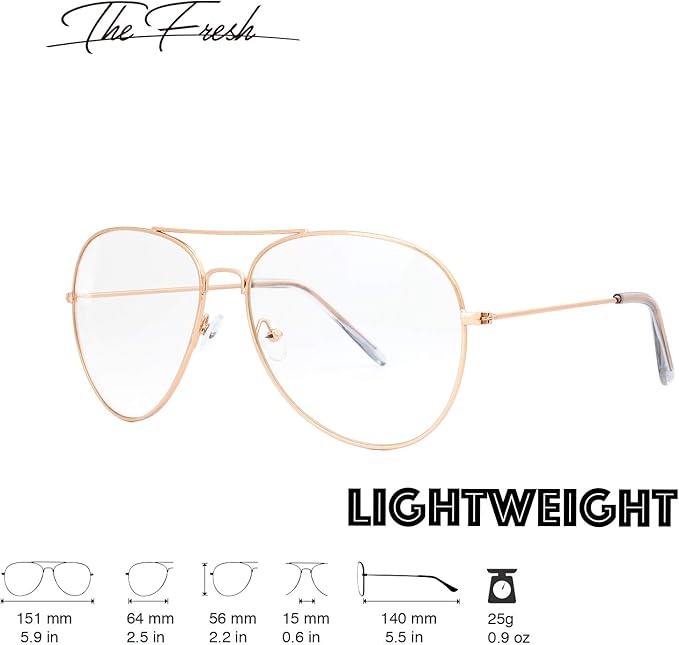 The Fresh Classic Aviator Frame Light Color Lens XL Oversized Sunglasses Gift Box