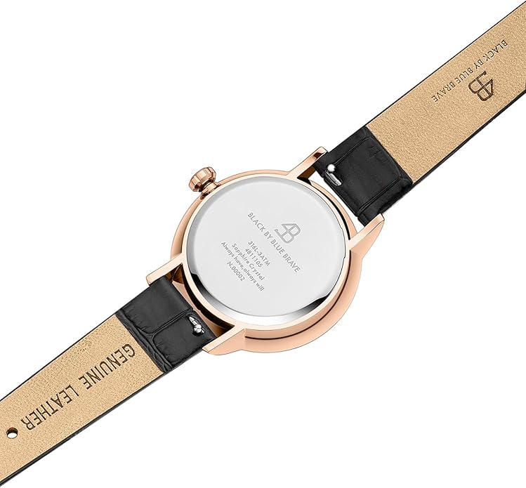 Womens Watch Bee Watches for Women Moving Bees Between Double Sapphire Glass with Genuine Leather Strap Luminous Hands and Trendy Watch with 12 Genuine Diamonds Rose Gold Mesh Band 28mm