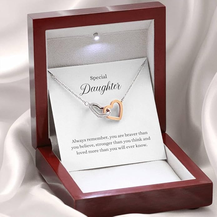 VIRAGIL To My Daughter Gift Necklace From Dad or Mom - Badass Daughter Jewelry With Heartfelt Message & Elegant Box
