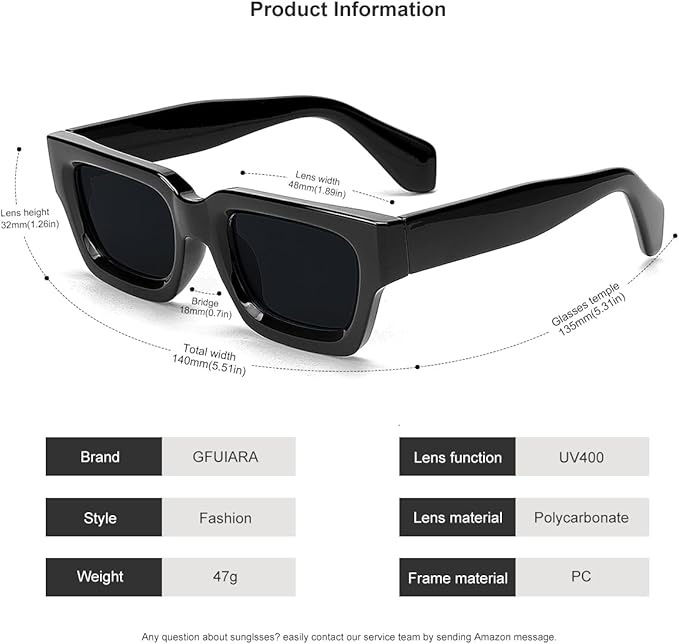 Trendy Square Sunglasses for Men Women Fashion Thick Rectangle Sun Glasses UV Protection Shades Designer Style