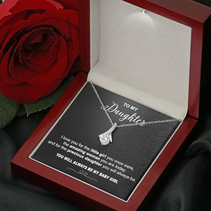 VIRAGIL To My Daughter Gift Necklace From Dad or Mom - Badass Daughter Jewelry With Heartfelt Message & Elegant Box