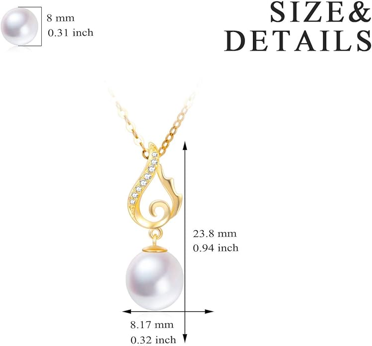 Real Gold Pearl Jewelry. 18k Gold Earrings and 14k Gold Pendant and Chain Necklace, Jewelry Gifts for Her