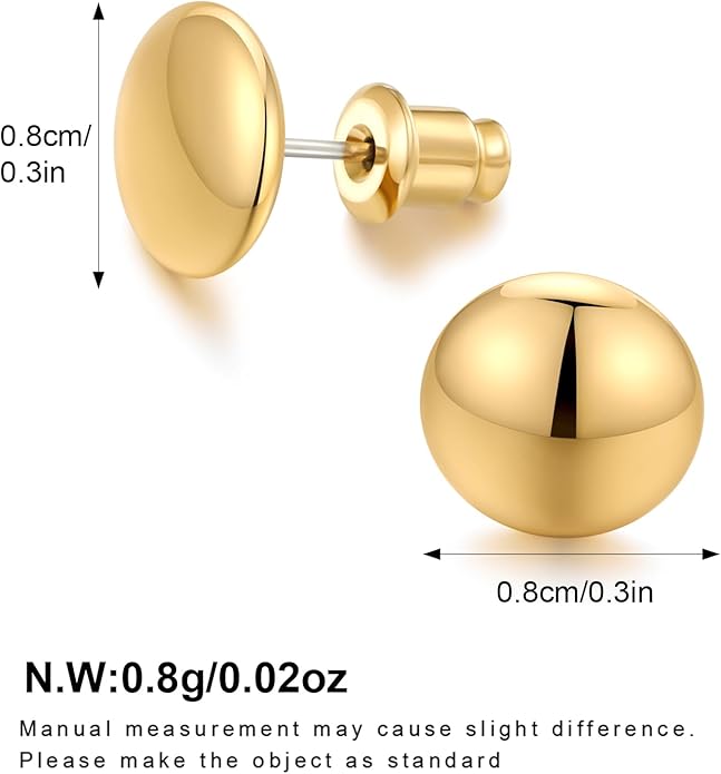 FAMARINE Dot Earrings Gold Silver Stud Earrings for Women Flat Round Earring Minimalist Earring