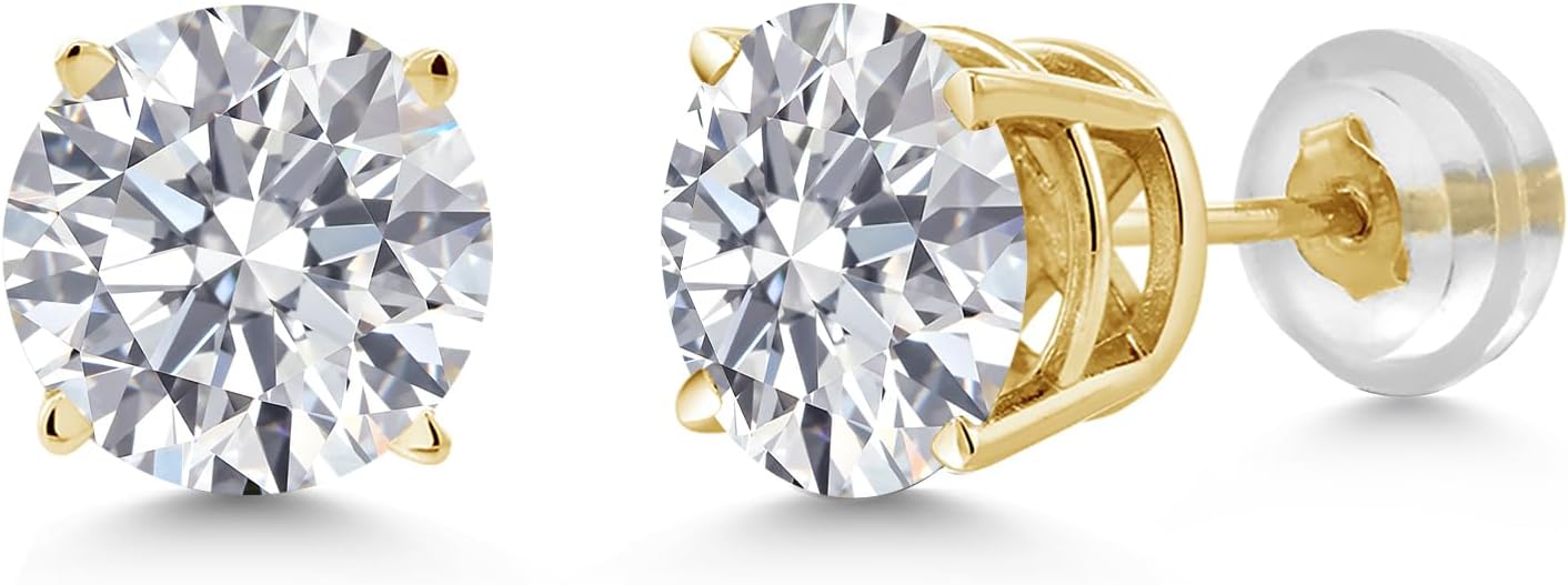 Gem Stone King 0.20 to 6 Cttw 14K Gold Lab Grown Diamond Stud Earrings | Gold Earrings For Women Men | E-F Color | VS1-VS2 Clarity