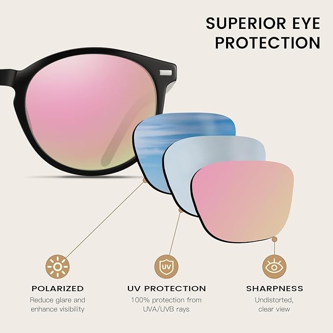 DUCO Polarized Sunglasses for Women Retro Round Women's Sunglasses Classic Vintage UV400 Shades DC1230