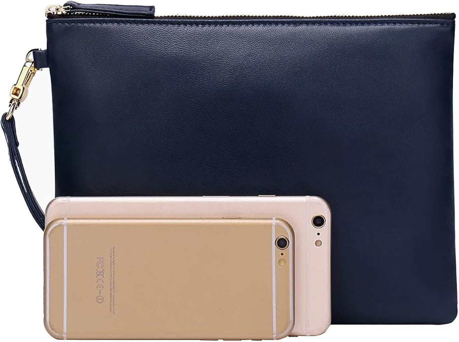 DORIS&JACKY Lambskin Leather Wristlet Clutch Purse for Women Soft Designer Slim Cell Phone Pouch Bag with Detachable Strap