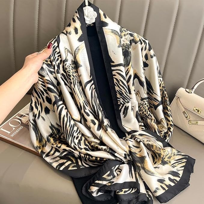 YOUR SMILE Large Mulberry Silk Feeling Long Stain Scarf Lightweight Sunscreen Shawls Wraps for Women