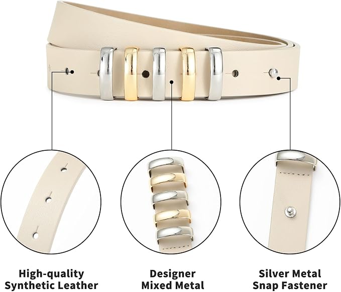 Belts for Women with Gold Buckle Faux Leather Belts Fashion Casual belts for jeans