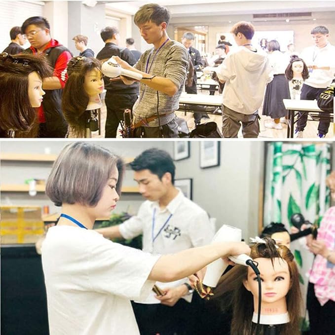 Mannequin Head with Human Hair, 18 inch Mannequin Head with Tripod Stand, Real Hair Cosmetology Makeup Hairdressing Training Head with Wig Stand Tripod, Doll Head for Hair Styling Training with Table
