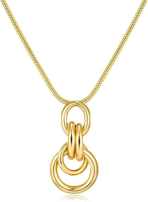 Gold Knot Pendant Necklace for Women Statement Gold Necklace 14K Gold Plated Knot Choker Trendy Jewelry