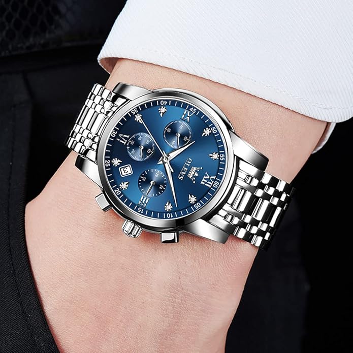 OLEVS Mens Watches Waterproof Stainless Steel Adjustable Bracelet Watch Quartz Analog Watch for Men Fashion Business Classic Mens's Wrist watch's Casual Watches Gold/Blue/Black/White/Face/Dial