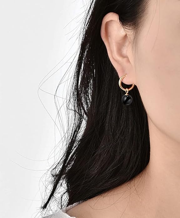 14K Gold/White Gold Plated Minimalist Pearl Hoop Earrings,Huggies Dangle Earrings Jewelry