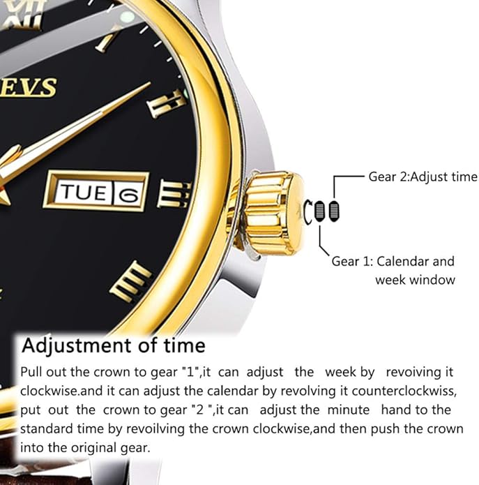 OLEVS Classic Men Watches with Date,Stainless Steel Man Watch with Date, Bussiness Watches for Men,Luminous Quartz Mens Watches Black/White/Blue/Gold, Waterproof Male Watch with Week