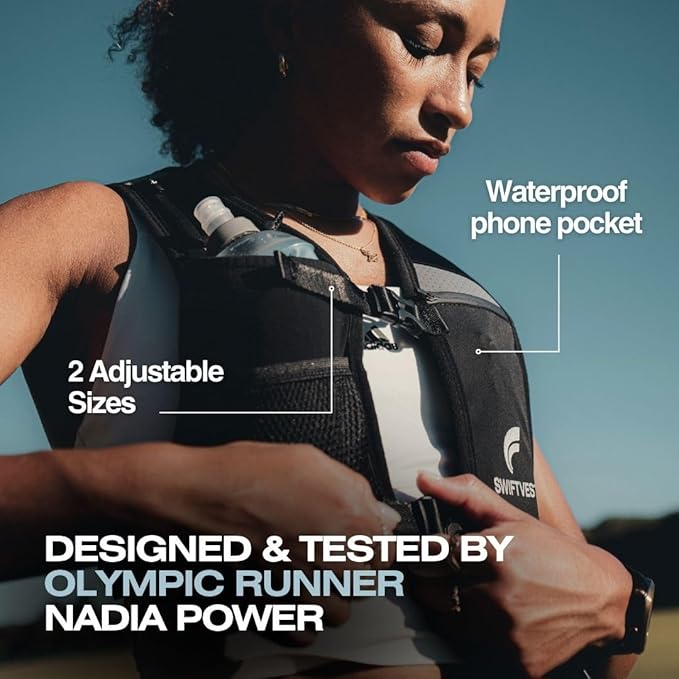 Running Phone Holder Vest with 500ml/17oz Water Bottle | Reflective Hydration Vest | Adjustable | Light | 6 Pockets for Running Accessories | Unisex