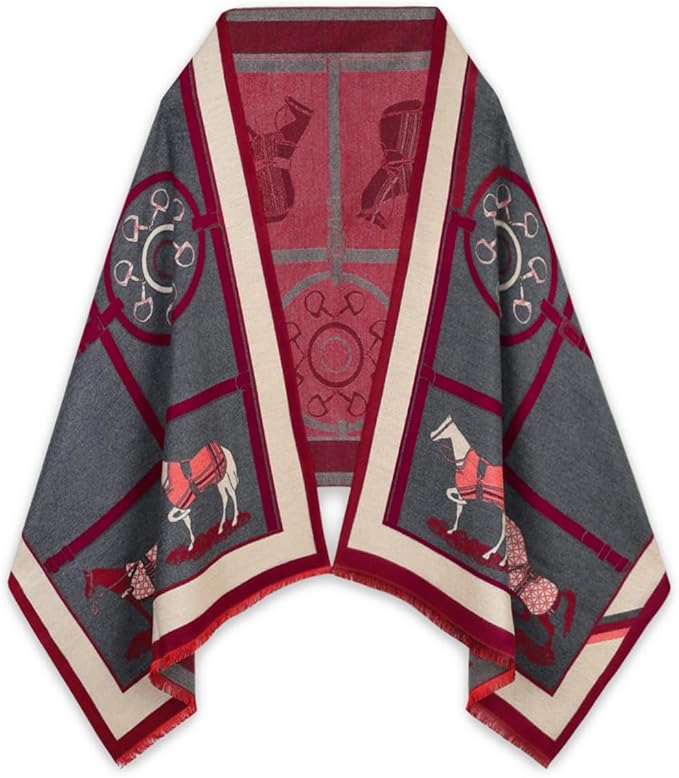 EXTREE Scarfs for Women Pashmina Silky Shawl Wrap for Evening Dressing Blanket Open Front Poncho Cape