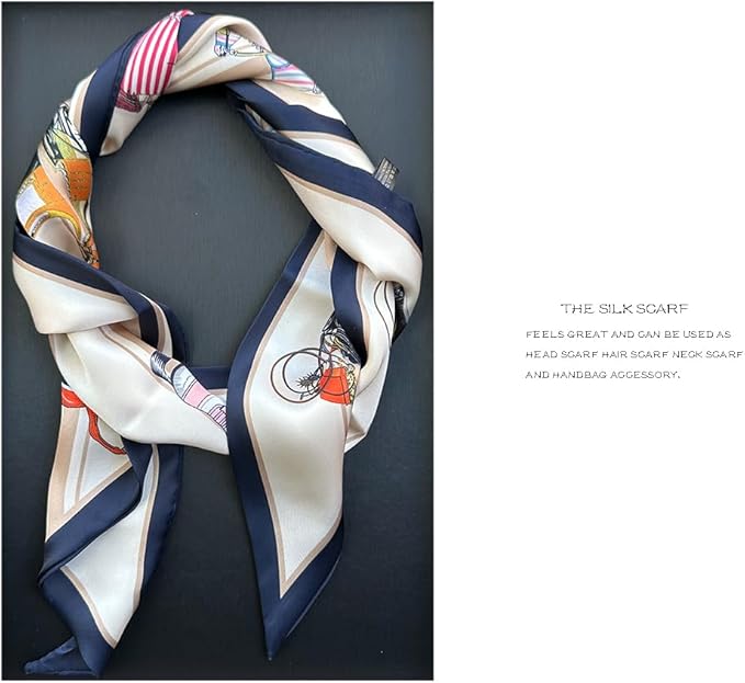 Livrerpi Silk Feeling Head Scarf Fashion Satin Hair Scarf Square Long Scarves for Women Gifts