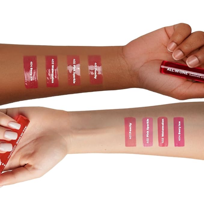 Lamel All-in-One Lip Oil - Lightweight, No-Sticky, Tinted, Plumping, Hydrating Lip Gloss - Lip Balm for Day & Night Use, Long-Lasting Lip Stain, Lip Glow Oil, Lip Plumper Tint - Pink Sparkle №402