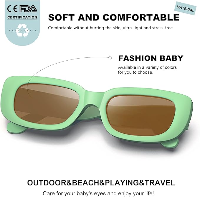 Retro Rectangle Kids Sunglasses 90’s Vintage Fashion Narrow Square Frame Glasses Shades for Girls Boys UV Protection
