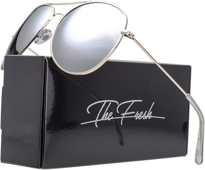 The Fresh Classic Aviator Frame Light Color Lens XL Oversized Sunglasses Gift Box