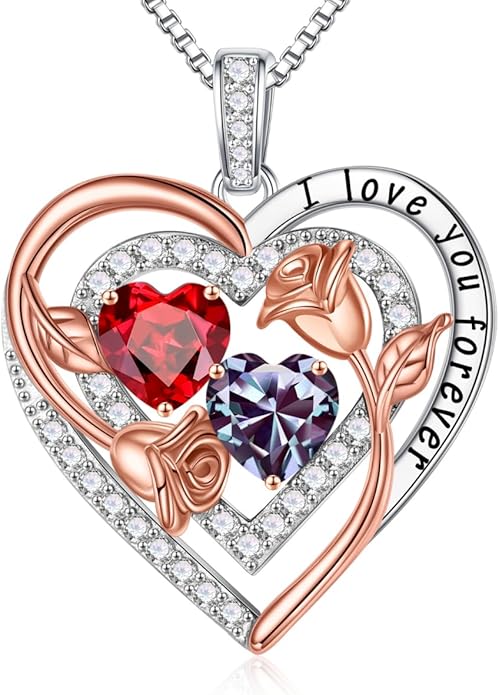 Iefil Mothers Day Gifts for Wife - Sterling Silver Birthstone Necklace Birthday Gifts for Her Wife