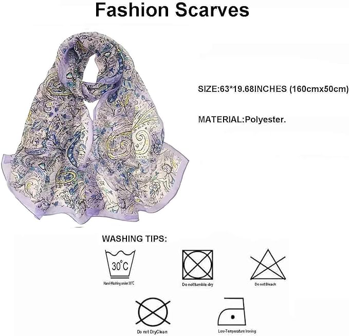 Pokeedioty Scarfs for Women Lightweight Scarves Elegant Floral Pattern Sheer Scarfs Shawls Wraps