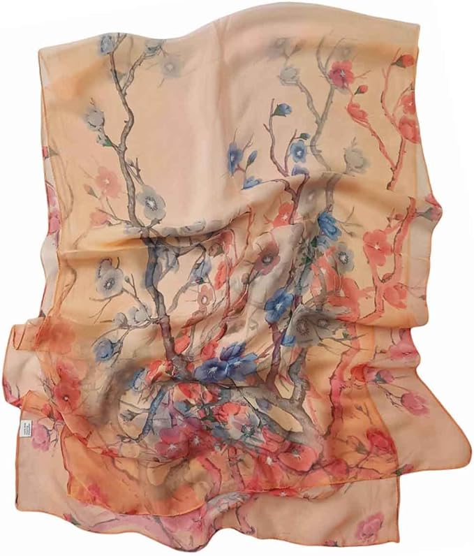 Pokeedioty Scarfs for Women Lightweight Scarves Elegant Floral Pattern Sheer Scarfs Shawls Wraps