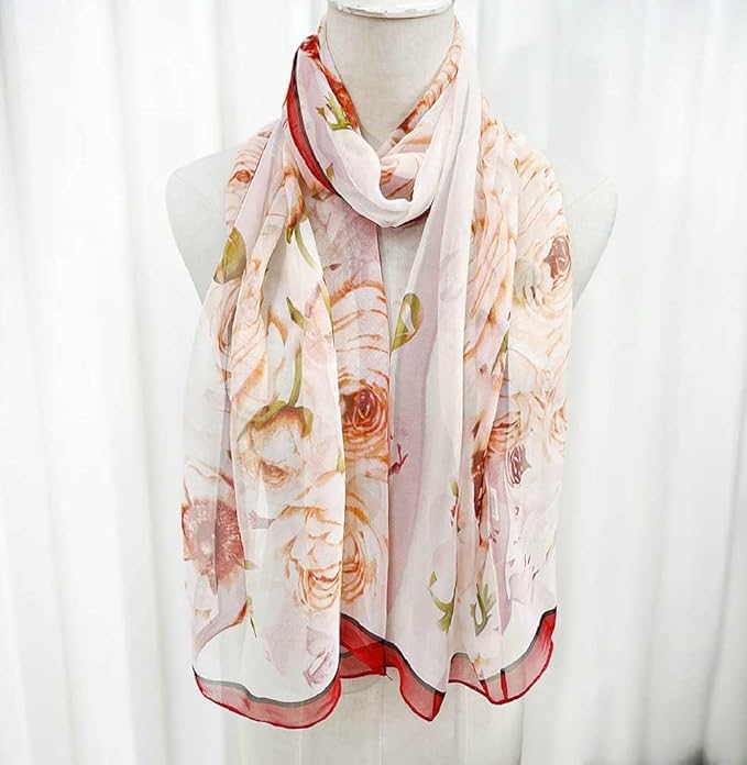 Xyueanlo Scarfs for Women Lightweight Fashion Floral Printed Scarves Neck Scarf Sunscreen Wraps Shawls