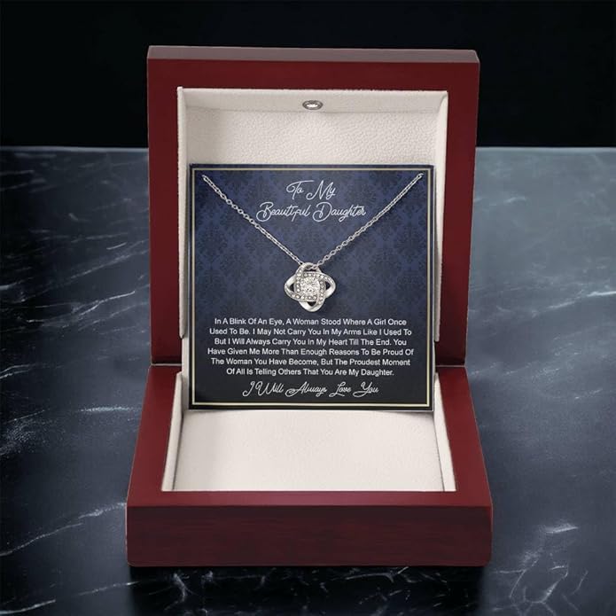VIRAGIL To My Daughter Gift Necklace From Dad or Mom - Badass Daughter Jewelry With Heartfelt Message & Elegant Box