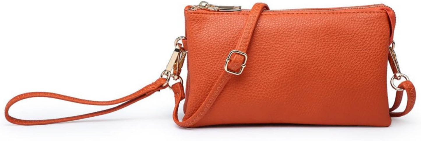 JEN & CO. Riley Small Crossbody Bags for Women Vegan Leather Wristlet Clutch Wallet Purses Handbags with 2 Straps