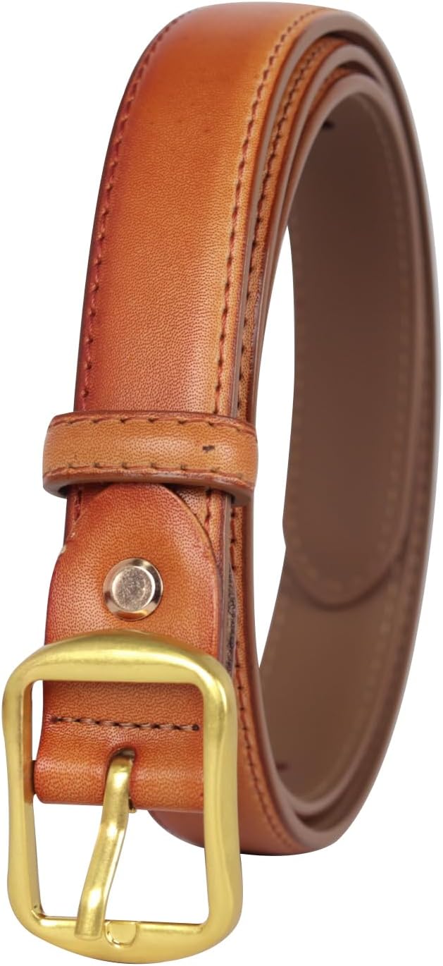 Women's Fashion Classic Metal Buckle Leather Belt with Jeans Dress