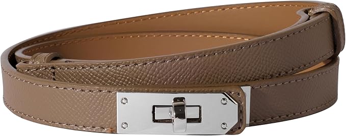 Women Skinny Leather Belt Solid Color Alloy Turn Lock Adjustable Waistband for Dresses Jeans Coats