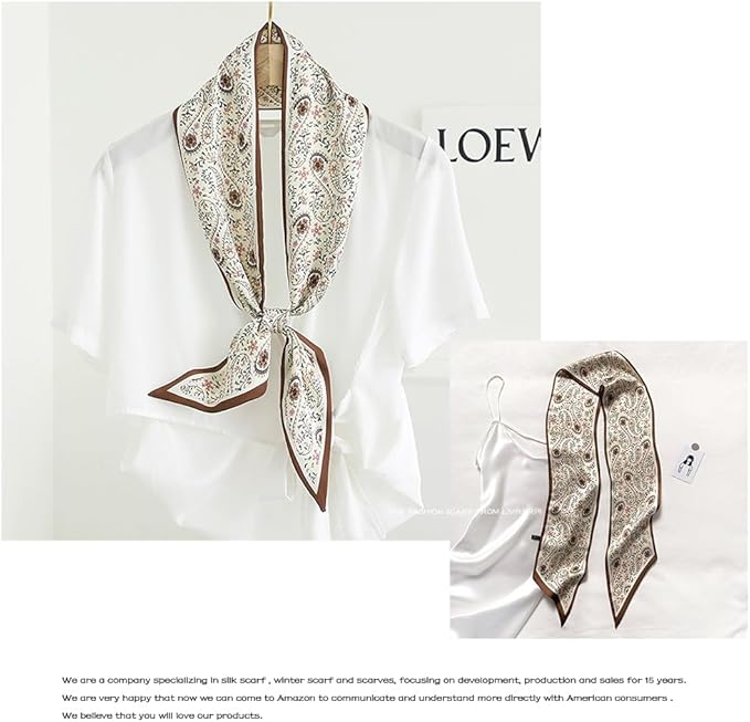 Livrerpi Silk Feeling Head Scarf Fashion Satin Hair Scarf Square Long Scarves for Women Gifts