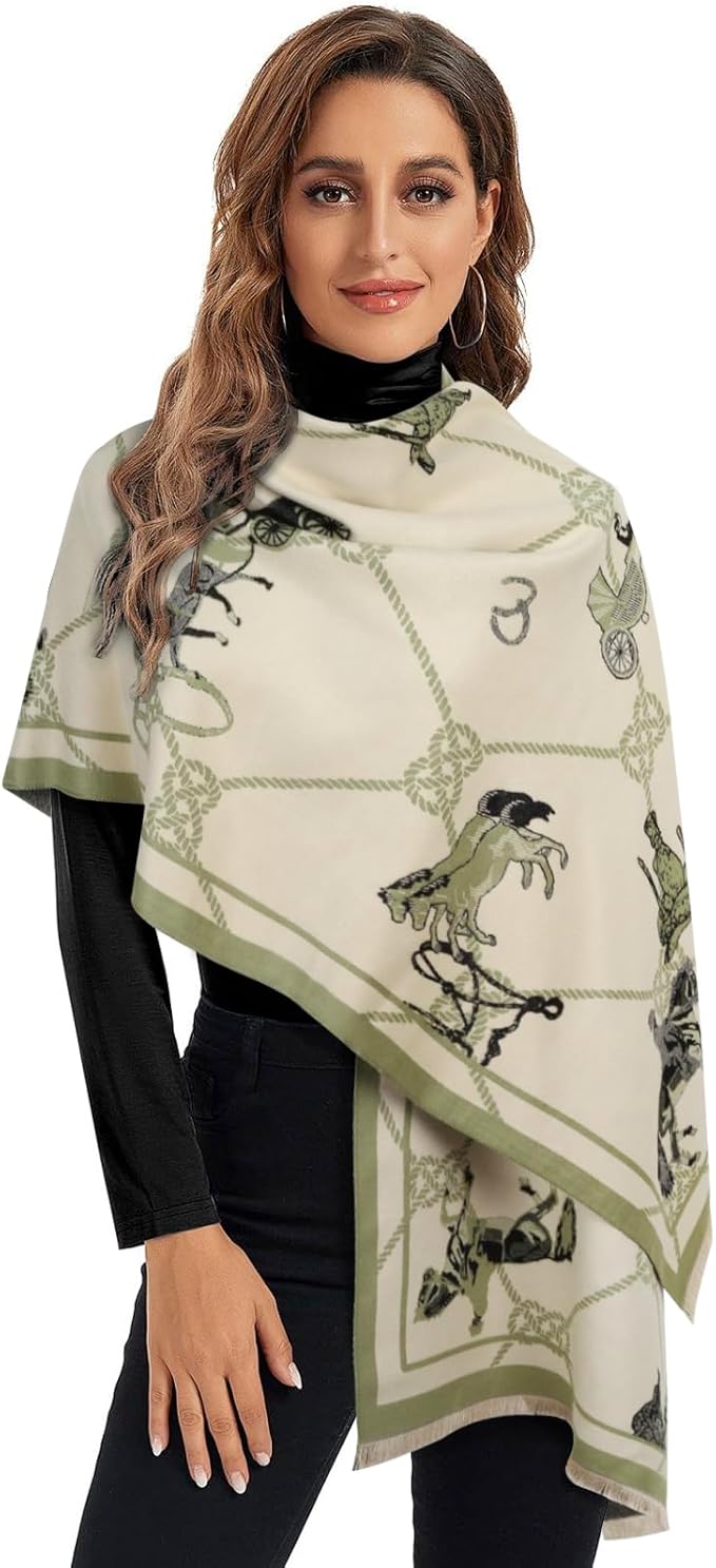 EXTREE Scarfs for Women Pashmina Silky Shawl Wrap for Evening Dressing Blanket Open Front Poncho Cape