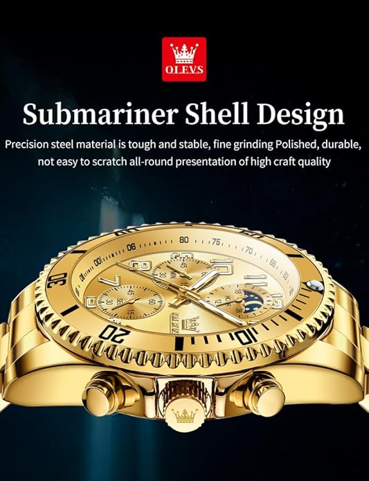 OLEVS Mens Watches Big Face Stainless Steel Waterproof Date Analog Quartz Watches Fashion BusinessWrist Watches for Men…
