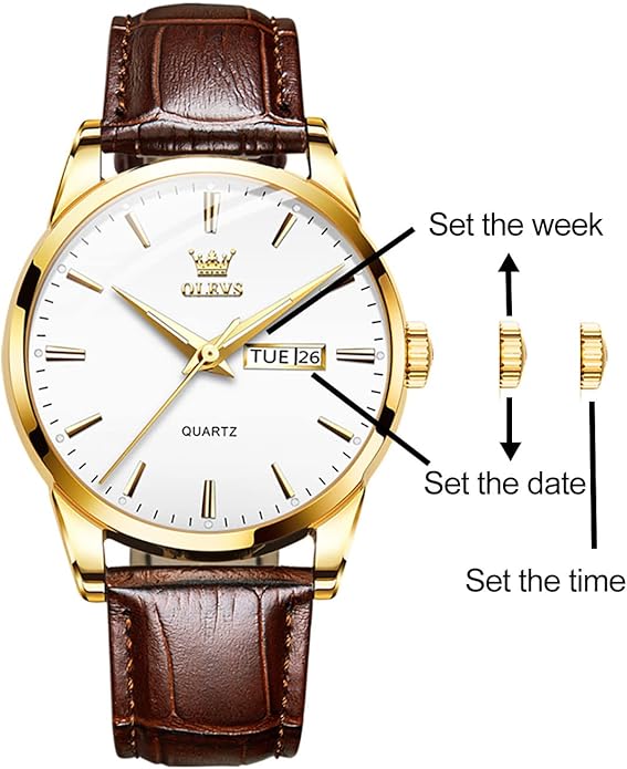 OLEVS Mens Watches, Casual Leather Watches for Men Easy to Read Quartz Number Watch with Date Waterproof Blue/Black/Silver Face Men's Wrist Watches…
