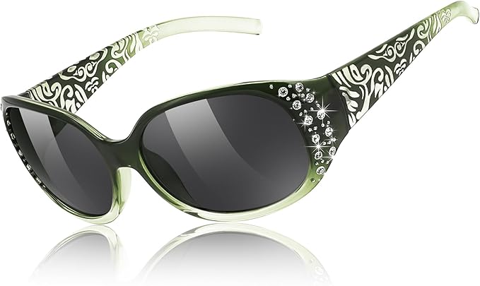 FEISEDY Women's Polarized Sunglasses Wrap Around Rhinestone Design Fashion Sunnies UV400 Protection B1091