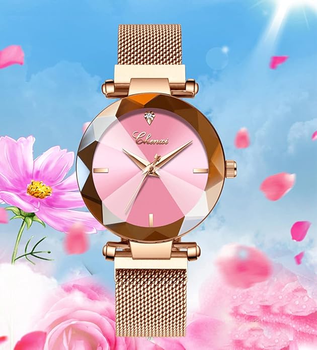 Fashion Watches for Women Rose Gold Stainless Steel Mesh Band Watch Elegant Ladies Gifts Waterproof Wrist Watch