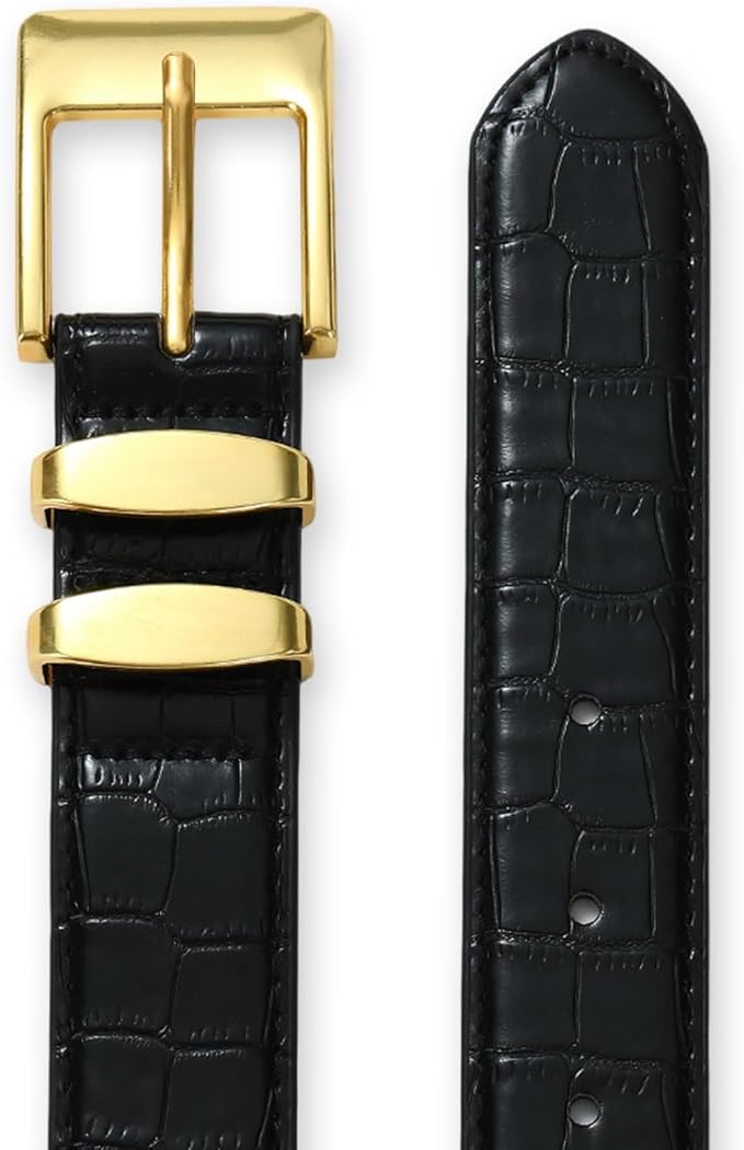 Women's Belt Fashion Buckle Premium Synthetic Leather Ladie Belts for Jeans Minimalist Design Gifts for Women