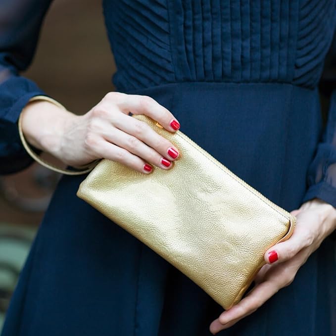 Vegan Leather Wristlet Purse for Women - Small Clutch Purse with Shoulder and Wrist Straps