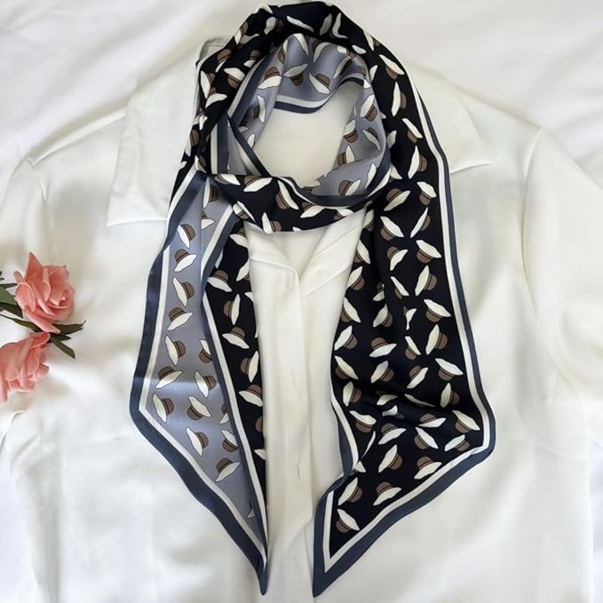 Silk Head Scarf for Hair Fashion Headwrap for Women Lightweight Neck Tie