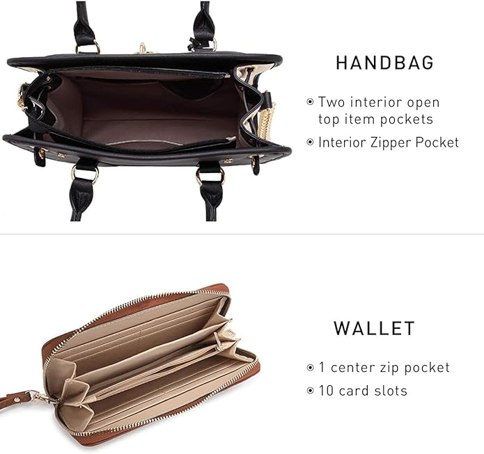 Dasein Handbags Purses Set for Women Top Handle Satchel Shoulder Bags Large Work Tote Bag with Matching Wallet