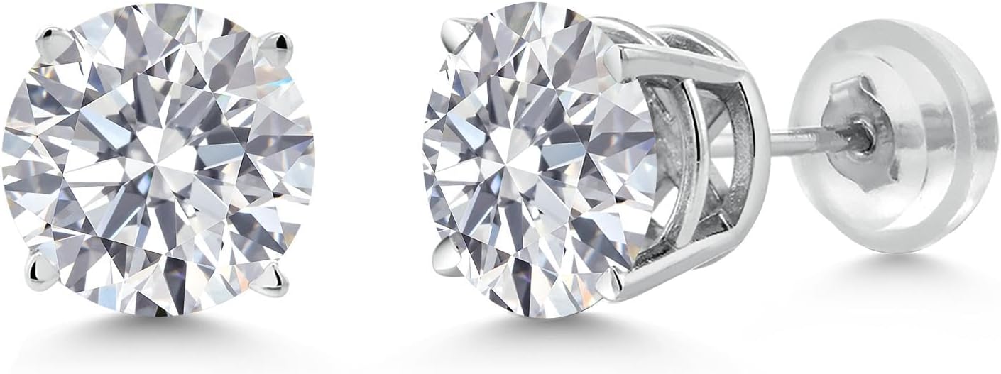Gem Stone King 0.20 to 6 Cttw 14K Gold Lab Grown Diamond Stud Earrings | Gold Earrings For Women Men | E-F Color | VS1-VS2 Clarity