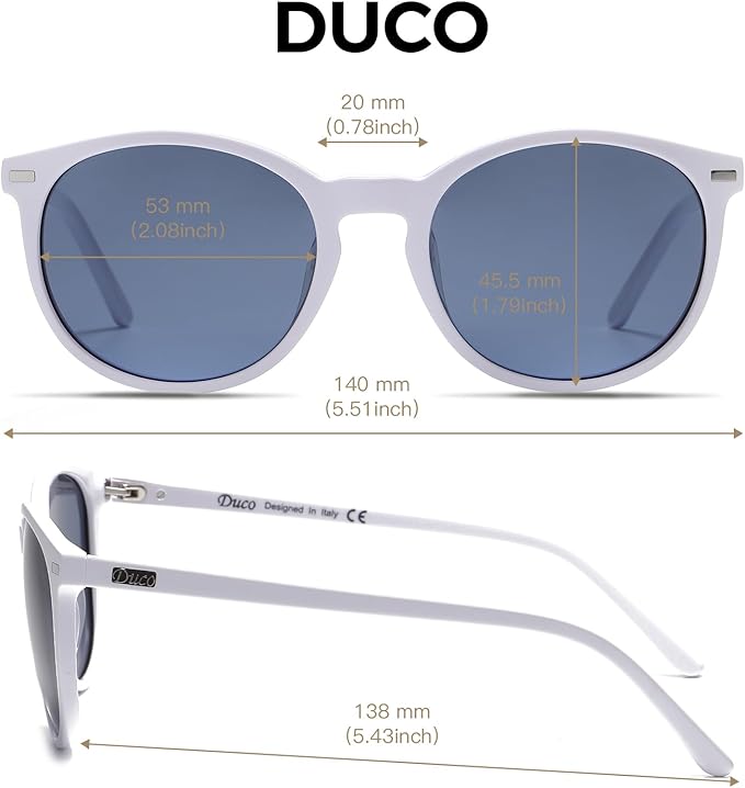 DUCO Polarized Sunglasses for Women Retro Round Women's Sunglasses Classic Vintage UV400 Shades DC1230